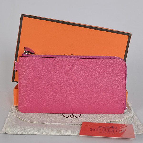 A908 Hermes in pelle con cerniera Portafoglio clemence a Peach